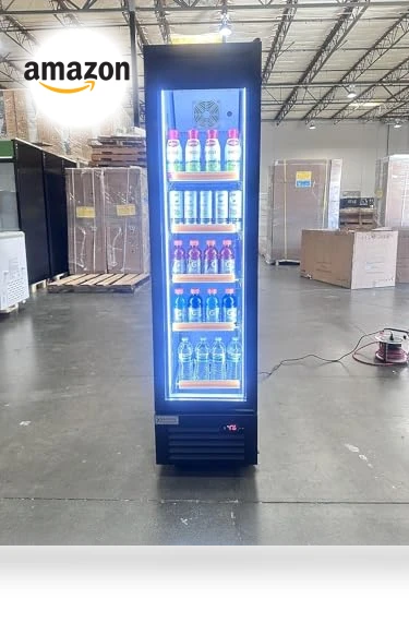 Slim Single Glass Door Beverage Refrigerator — Showcase Coolers, NAFCOOL