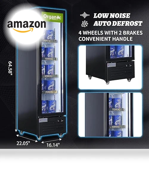 Slim Single Glass Door Beverage Refrigerator — Showcase Coolers, NAFCOOL