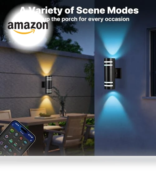 Smart Color Changing Outdoor Wall Sconce — Garden Illumination, futxnziey