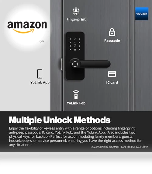 Smart Lever Lock with Fingerprint, Keypad, IC Card and App Control — Smart Home Security, YoLink