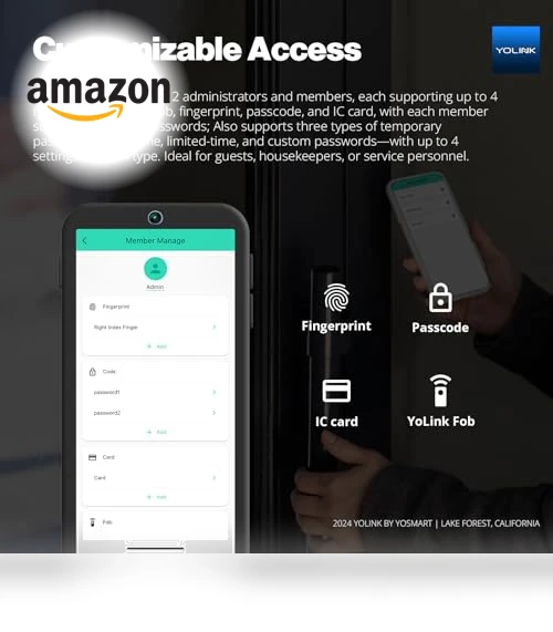 Smart Lever Lock with Fingerprint, Keypad, IC Card and App Control — Smart Home Security, YoLink