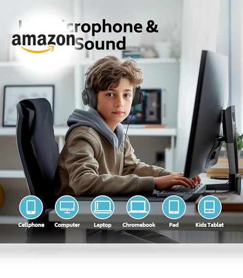 Wired Headphones 12-Pack Bulk for School Students Kids K-12 Classroom — Over-Ear Headphones, AILIHEN