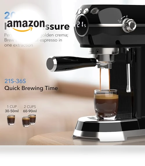 20 Bar Espresso Machine with Milk Frother — Semi-Automatic Espresso Machines, HBN