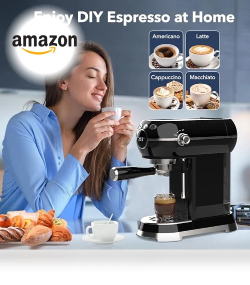 20 Bar Espresso Machine with Milk Frother — Semi-Automatic Espresso Machines, HBN