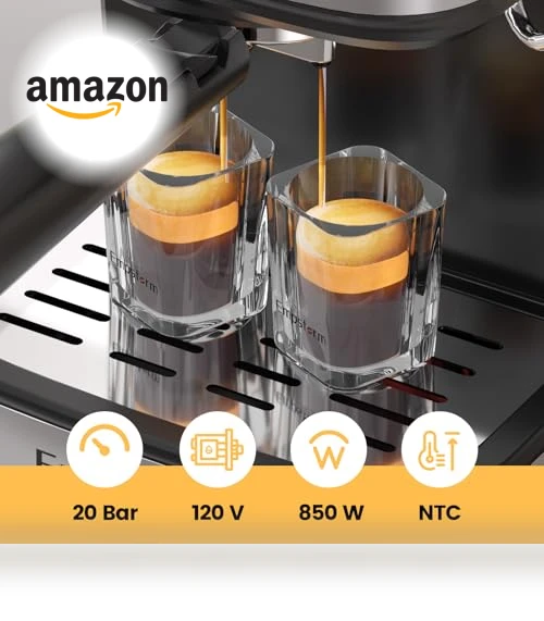 2-in-1 Coffee Maker with Milk Frother Steam Wand — Espresso Machines, Empstorm