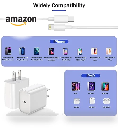 Fast Charger iPhone 3Pack with 6FT USB C to Lightning Cable — Lightning, Shenzhen huangxingfu Technology Co.,Ltd.