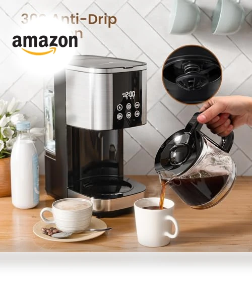 10-Cup Drip Coffee Maker with LED Display & Touch Screen — Coffee Makers, Kismile