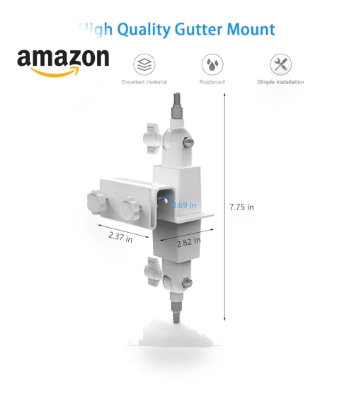 2-in-1 Gutter Bracket Mount for Security Camera and Solar Panel — Surveillance Enclosures & Mounts, VOMENC