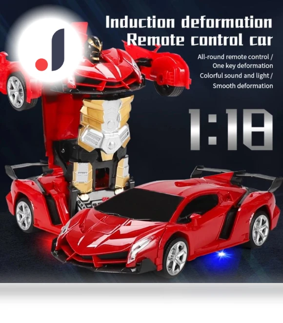 2-in-1 Transformer RC Remote Control Car Deformable Robot Toy — Interactive Figures & Robots, azmnsn