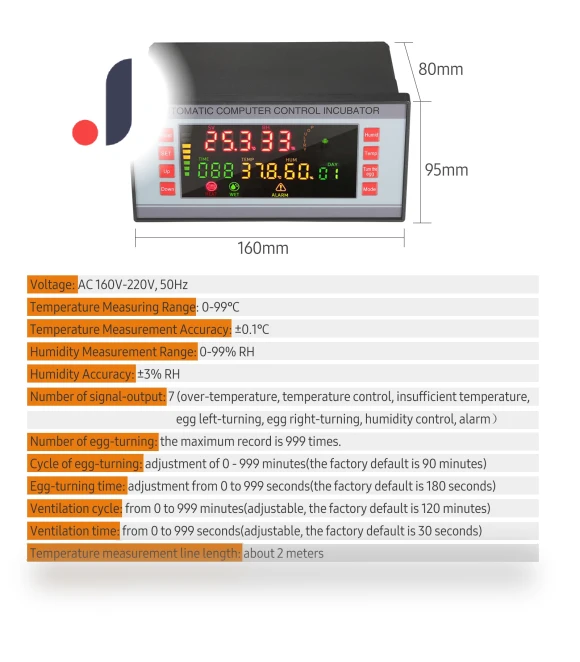 Automatic Incubator Controller with Color LED Display — Egg Trays, Zeblaze