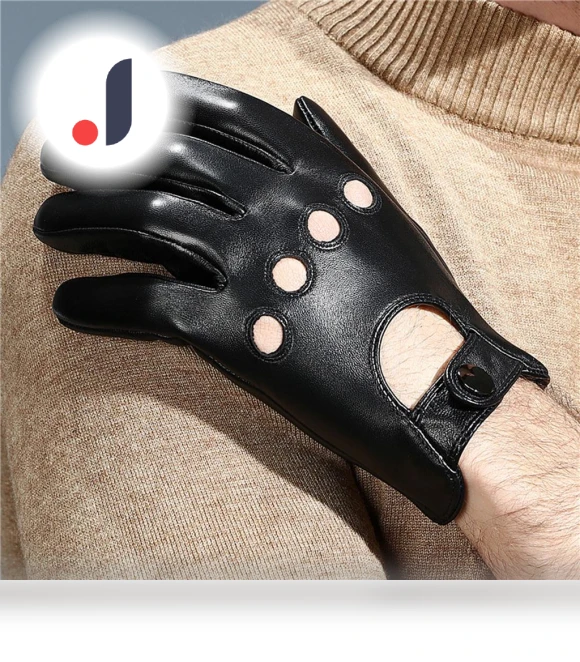 Retro Black Leather Driving Gloves — Gloves, STYLECHASER