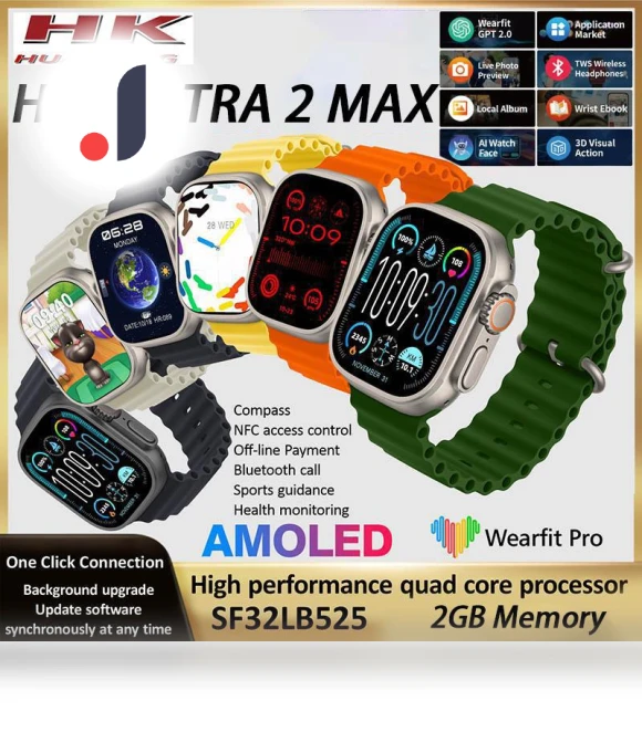 Smart Watch AMOLED Ultra 2 Max — Wearable Accessories, Wula Mall
