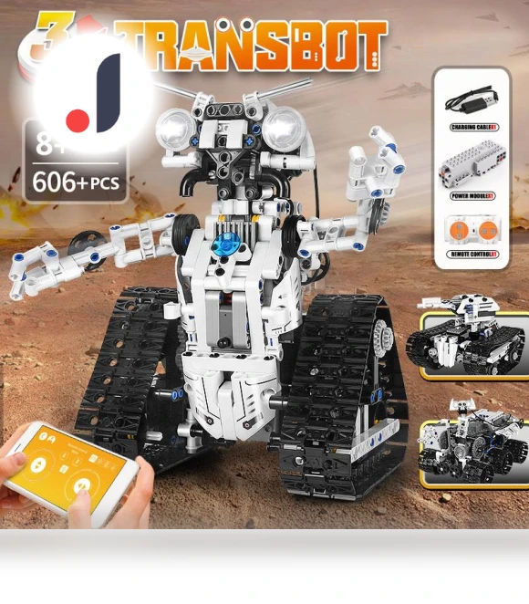 Technical Building Block with Remote Control App, 3-in-1 Robot Transbot MOC Model — Construction Kits, MOULD KING