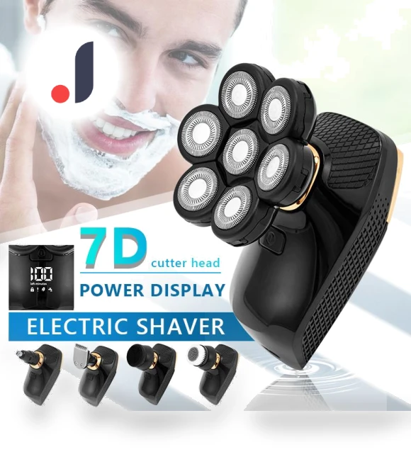 Waterproof Men's Electric Shaver 5-in-1 with 7 Blades — Nose & Ear Trimmers, VITA Dogdog Smartwear
