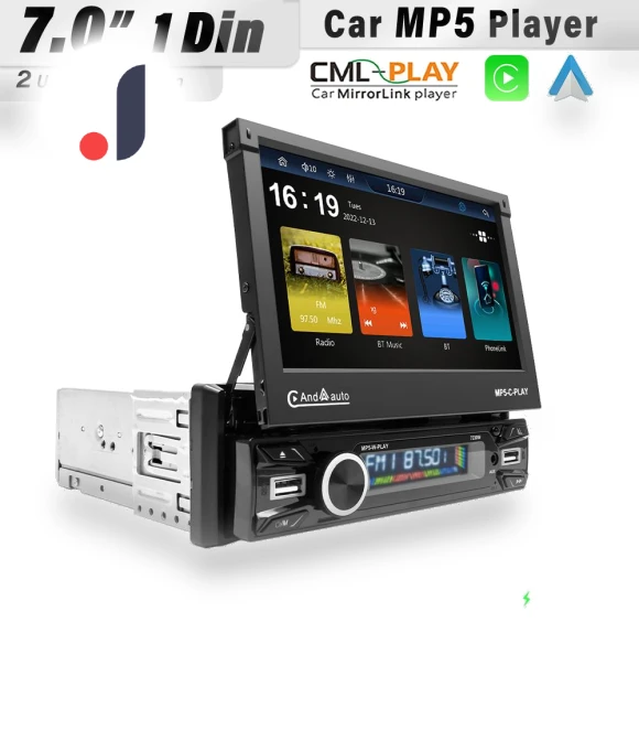 7-inch Wireless Android Auto CarPlay 1Din Video Multimedia MP5 Player — Stereo Receivers, Reakosound