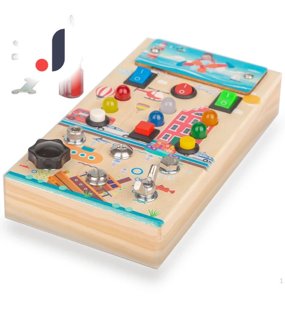 LED Busy Board Wooden Sensory Toy — Infant & Early Childhood Playthings, Sewing