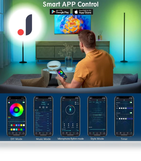 Smart LED Floor Corner Lamp — Standing Lights, Build My Home