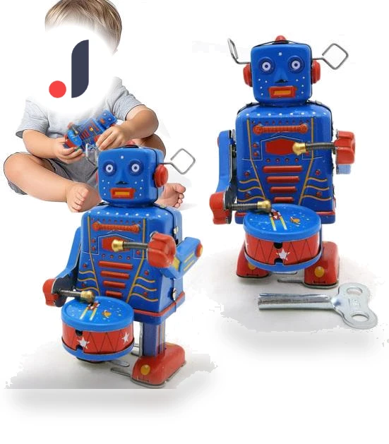Vintage Wind-up Robot Drummer Toy — , EDC Toy