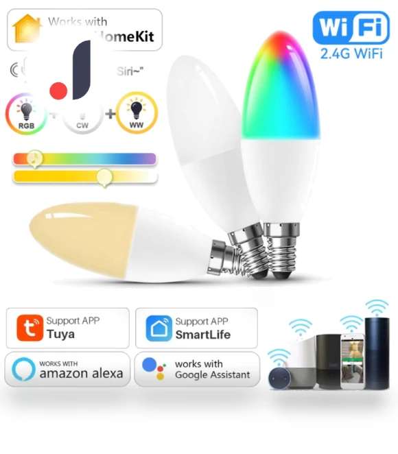 Dimmable RGBCW E14 LED Smart Bulbs — LED, Super Dream Home