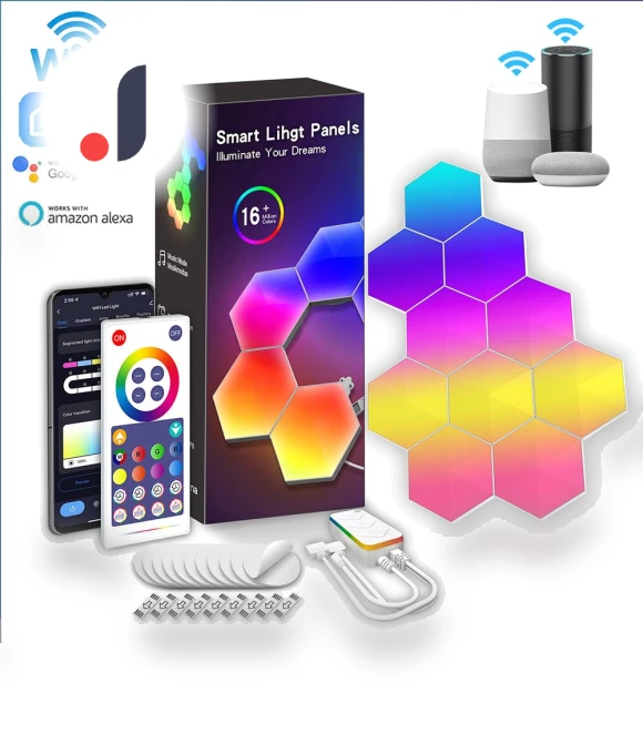 Hexagon Lights RGBIC Music Sync Indoor Smart Wall Lamp — Creative Lighting Solutions, Build My Home