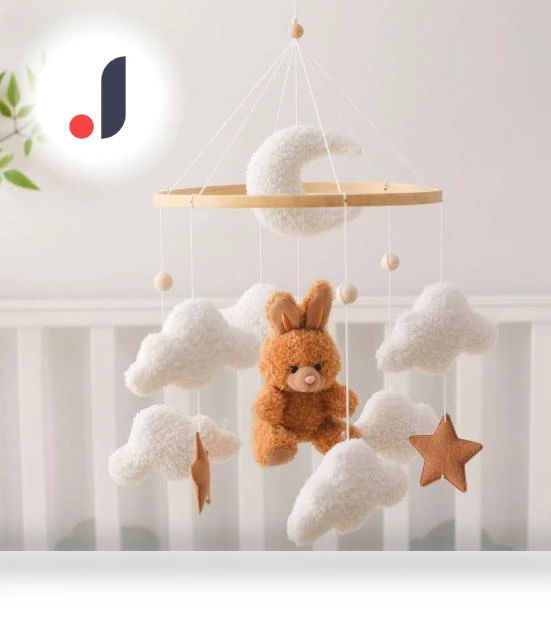 Mobile Bear Velvet Decor with Rotating Bell — , kanyueliang