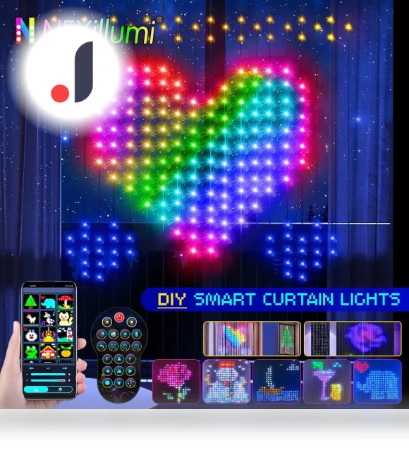 Smart RGB Window Curtain Fairy Lights — String Lights, Lntelligent Living Hall