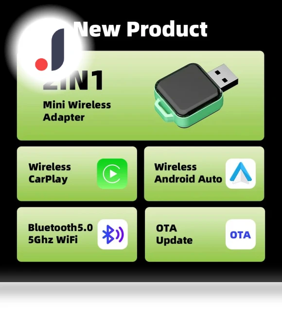 Wireless CarPlay Adapter 2-in-1 for Apple iPhone Android — Stereo Receivers, Auto Launcher