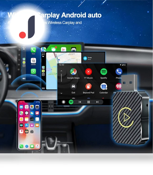 Wireless Carplay and Android Auto AI Box Adapter — Stereo Receivers, Auto Launcher