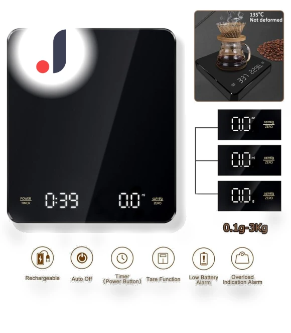 Electronic Coffee Scale for Pour Over Espresso — Weight Management Tools, DC-HOME Textile