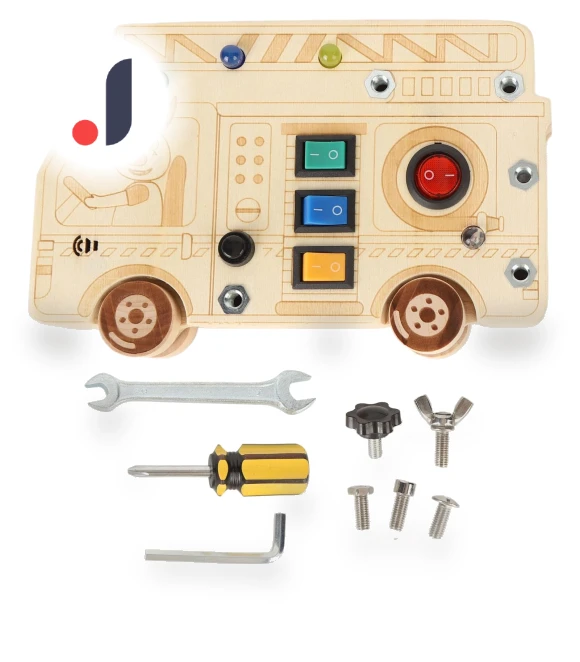 Wooden Sensory Toy Car with LED Lights — Infant & Early Childhood Playthings, Automobile and motorcycle supplies