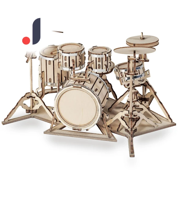 3D Wooden Educational Drum Set Puzzle — Educational, SAMURAI STYLE