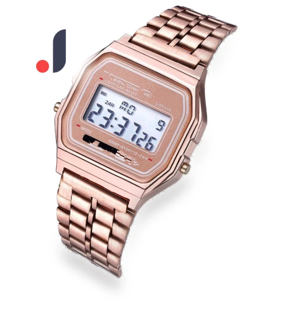 Electronic Watch with Steel Strap and Multicolor LEDs — Bands, AI Supermarket