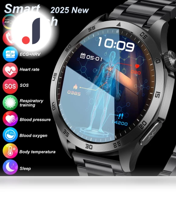 Smart Watch with ECG+PPG, Blood Pressure, Blood Oxygen, Body Temperature Monitoring — Smartwatches, SACOSDING