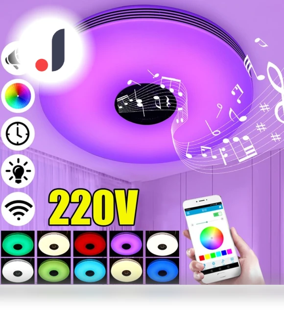 RGB LED Ceiling Light with Bluetooth Speaker — Overhead Lighting, Refreshing Home