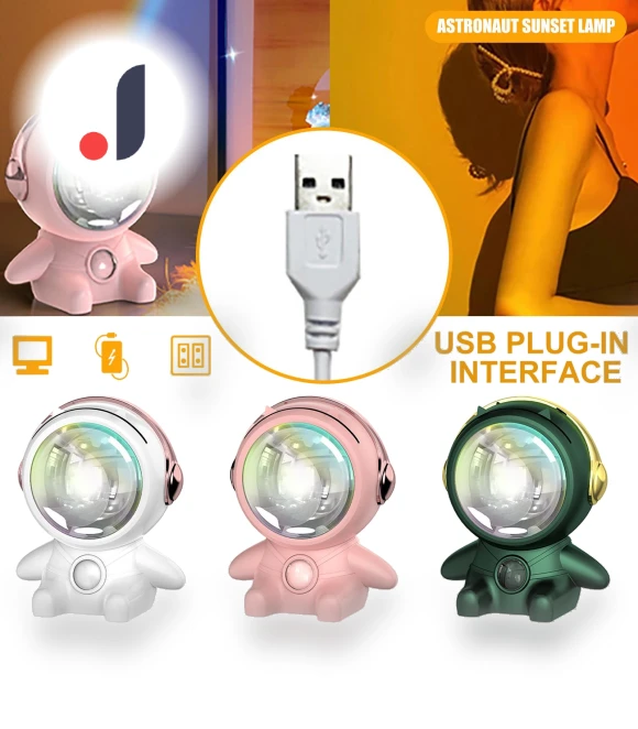 RGB Projection Light Atmosphere Photo LED Rainbow Light Portable USB Sunset Lamp — Creative Lighting Solutions, Baby cheetah