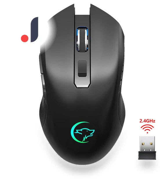 Wireless Mouse 2.4 GHz Rechargeable Silent Mouse with Colorful Light Effect — Mouse Pads, OFFICE-MALL