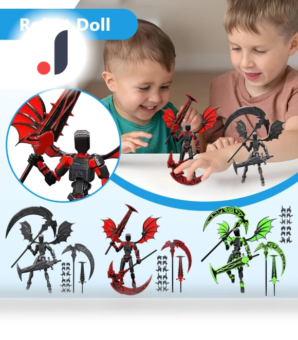3D Printed Mobile Robot Titan Doll Set — Collectible Statues, Salted Chicken