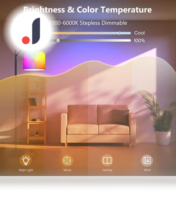 Smart Floor Lamp WiFi LED Modern RGB Adjustable — Standing Lights, Build My Home