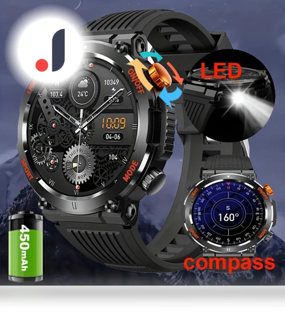 SmartWatch with HD LED Flashlight and Compass — Smartwatches, QTLLBT