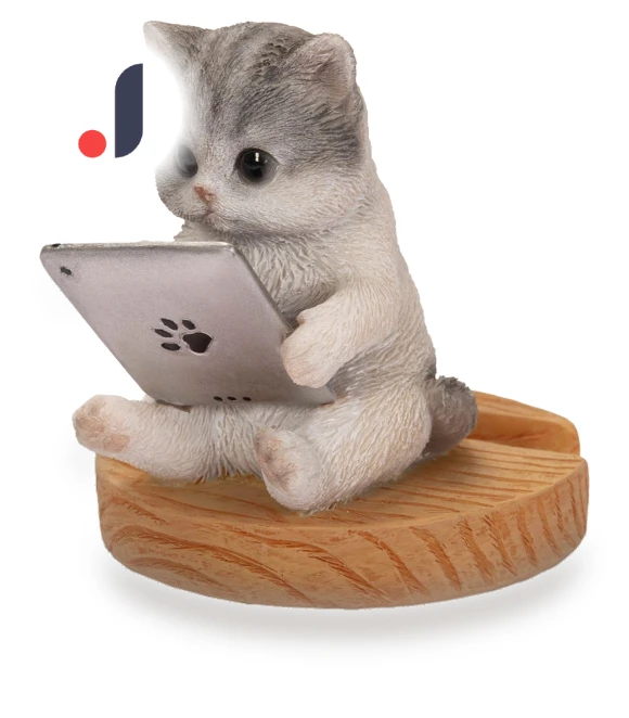 White Sabatara Cat Looking at Tablet Smartphone Stand — Phone Charms, Arkadia Japan