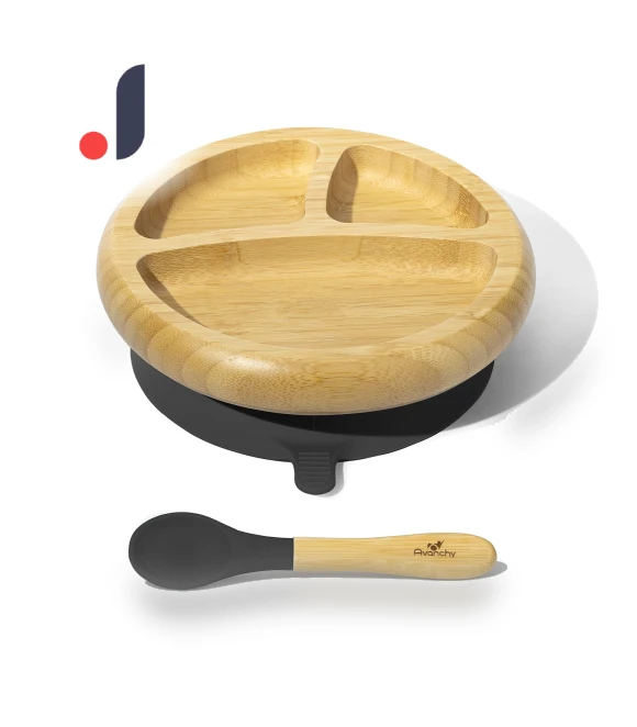 Non-Spill Baby Feeding Plate with Suction and Spoon — Dishes, Hidden Nest