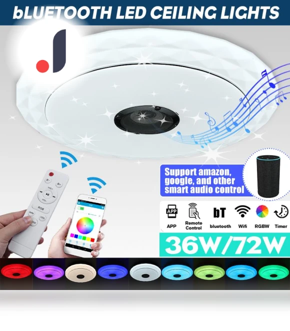 Smart LED Ceiling Light with Bluetooth Speaker — Overhead Lighting, Decor Life Global