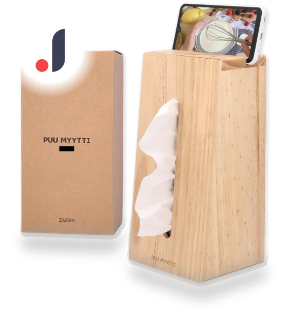 Natural Wood Tissue Box Case Smartphone Stand — Pencil Holders, Hidden Nest