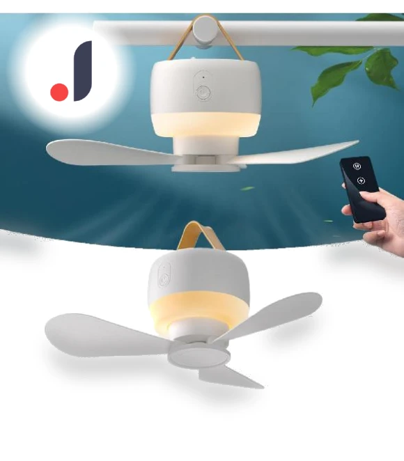 Rechargeable Mini Ceiling Fan with Remote Control — Portable Cooling Solutions