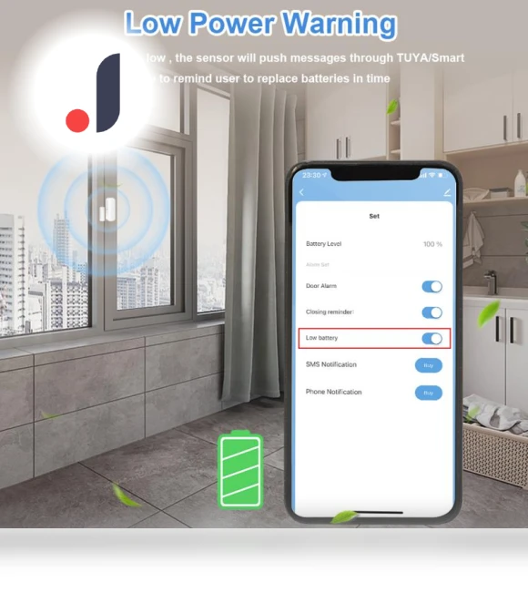 Smart Door and Window Sensor — Smart Home Security, Tuya