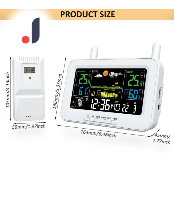 Smart Weather Station with Color Screen — Barometers, TOMTOP JMS