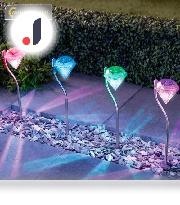 Color Changing Solar Powered LED Diamond Shape Garden Yard Outdoor Light — Garden Illumination, Stylish smart home