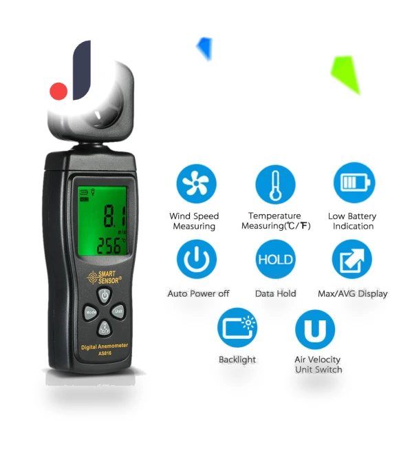 Mini Anemometer LCD Digital Wind Speed Meter — Wind Speed Gauges, Kkmoon