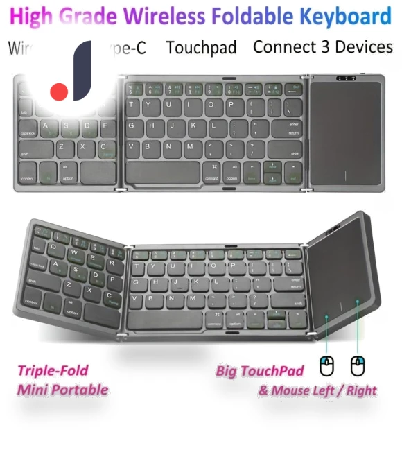 Portable Foldable Mini Wireless Keyboard with Touchpad — Keyboards, ZEKS