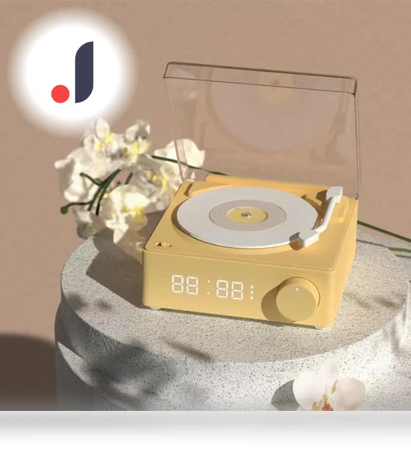 Retro Vinyl Wireless Bluetooth Speaker Alarm Clock — Portable Sound Systems, Mango Event